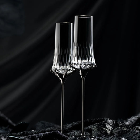 Love Aphrodite Champagne Flutes Set-A sculptural champagne glass set inspired by Aphrodite, love, and luminous contrast