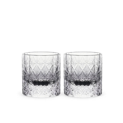 Dazzle Whiskey Glass Silver Lining-Dazzle Crystal whiskey glasses defined by deep cuts, weight, and brilliant light reflection