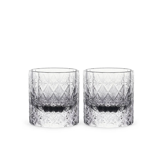 Dazzle Whiskey Glass Silver Lining-Dazzle Crystal whiskey glasses defined by deep cuts, weight, and brilliant light reflection