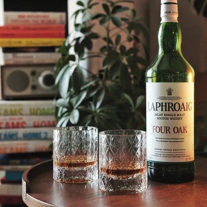 Dazzle Whiskey Glass Silver Lining-Dazzle Crystal whiskey glasses defined by deep cuts, weight, and brilliant light reflection