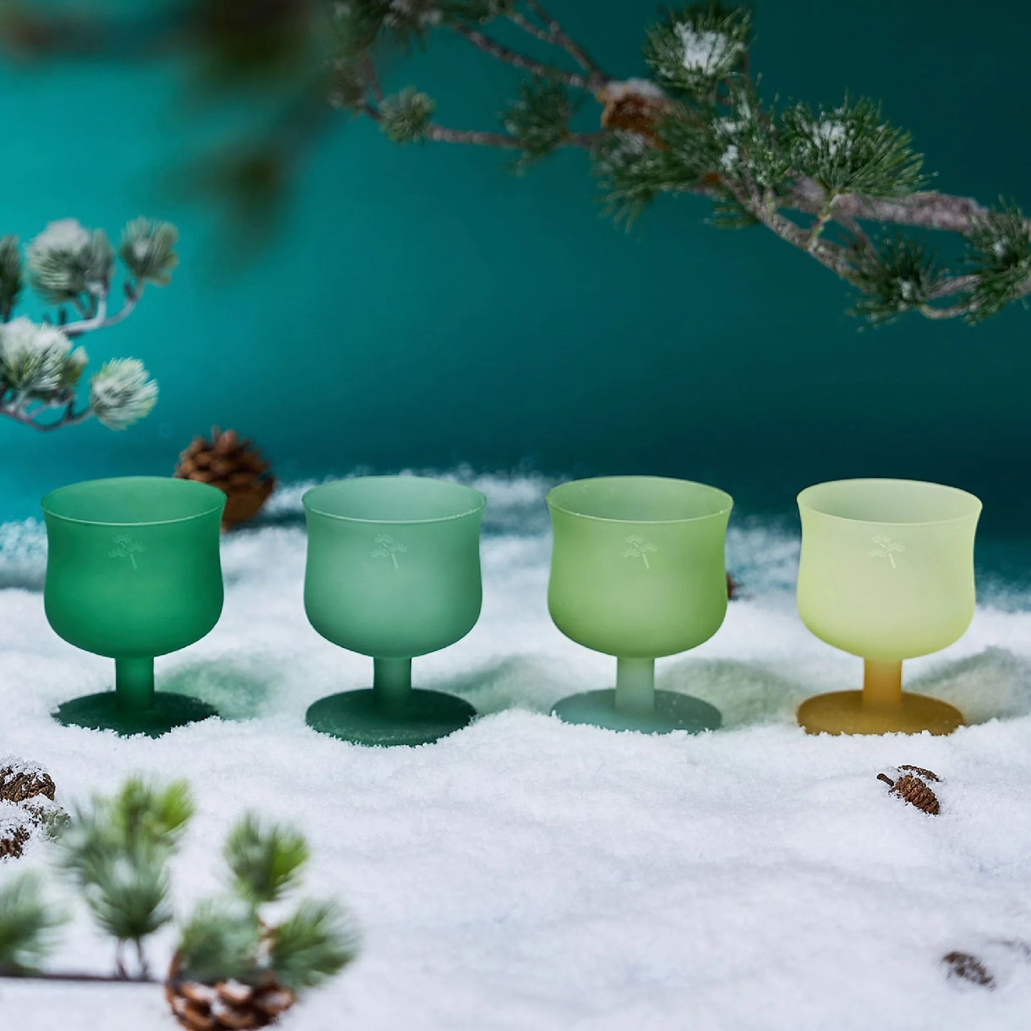 Dolce Four Seasons Goblet-A seasonal glazed glass set inspired by sakura, lavender, osmanthus, and pine