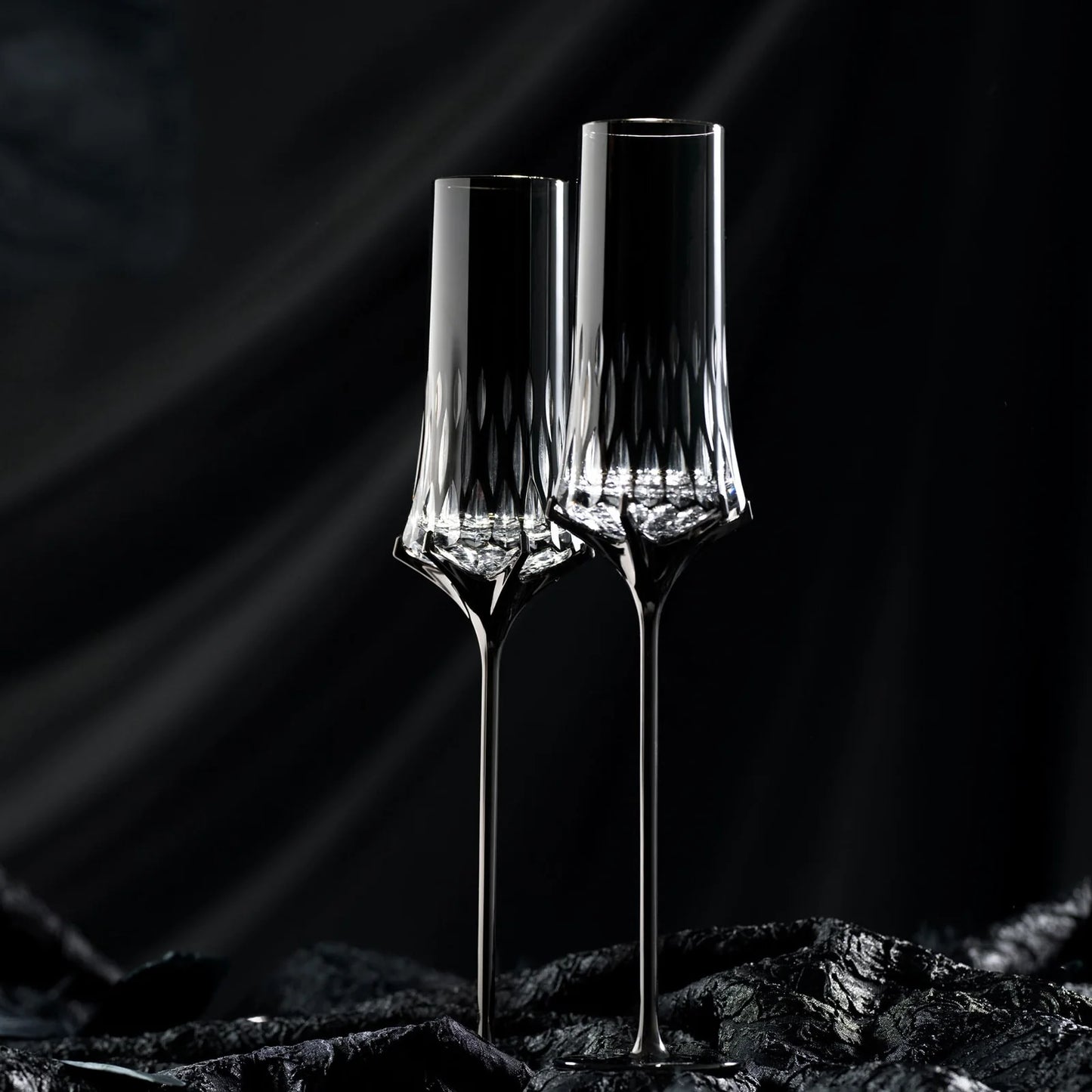 Love Aphrodite Champagne Flutes Set-A sculptural champagne glass set inspired by Aphrodite, love, and luminous contrast