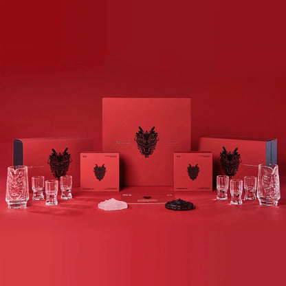 Year of the Dragon Crystal Baijiu Drinkware Set-A Chinese baijiu set inspired by the dragon, power, and Eastern ceremonial spirit